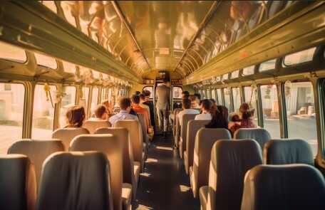 אוטובוס מלא באורחים בדרך לחתונה